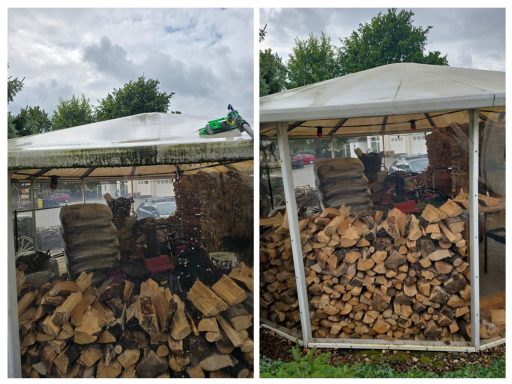 Heute war ich bei einem weiteren Kunden im Einsatz und habe das Terrassendach sowie den fest verbauten Pavillon gereinigt.