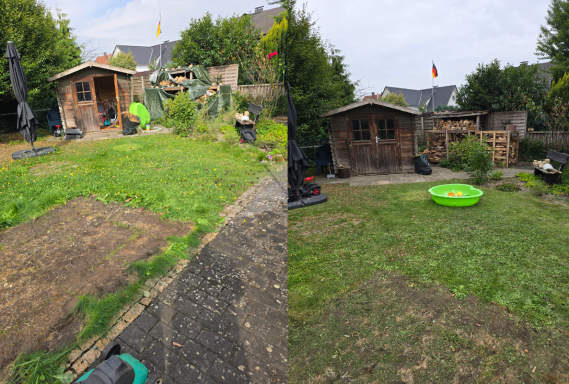 Heute durfte ich wieder bei einer lieben Kundin im Garten tätig sein.

Rasen gemäht
Unkraut entfernt
Terrassendach gereinigt