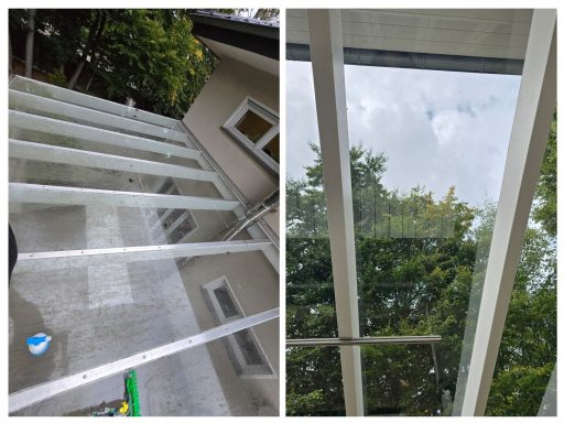 Heute war ich bei einem weiteren Kunden im Einsatz und habe das Terrassendach sowie den fest verbauten Pavillon gereinigt.